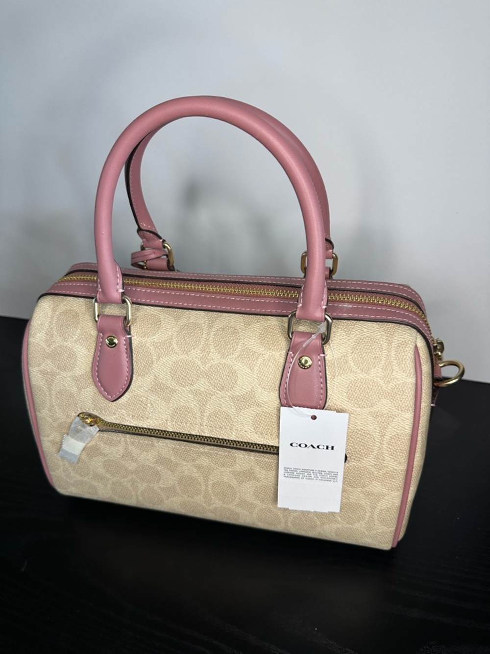 Coach Signature Sand and Peony Heart Charm Medium Rowan NWT CDB21 - Picture 4 of 12